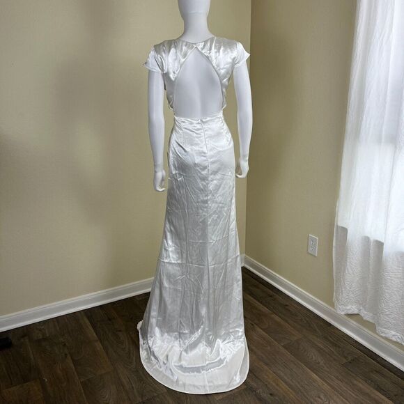 Lulus Women's Size L Sophisticated Romance White Satin Backless Maxi Dress NEW - Picture 7 of 14